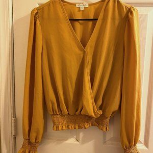 Yellow V neck Blouse